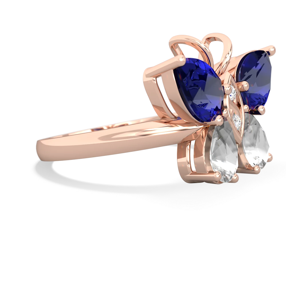 Lab Sapphire Butterfly 14K Rose Gold ring R2215