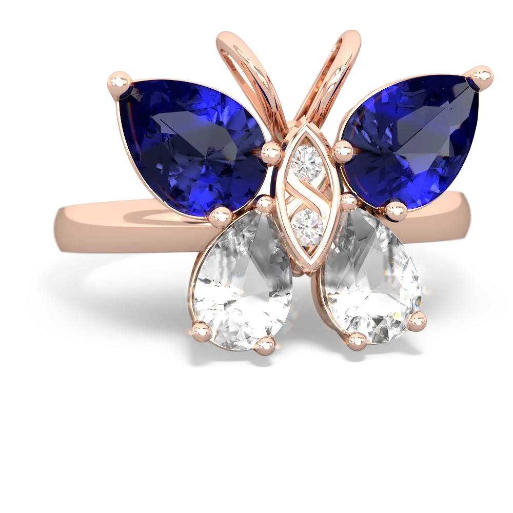 Lab Sapphire Butterfly 14K Rose Gold ring R2215