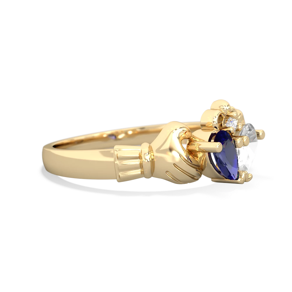 Lab Sapphire 'Our Heart' Claddagh 14K Yellow Gold ring R2388