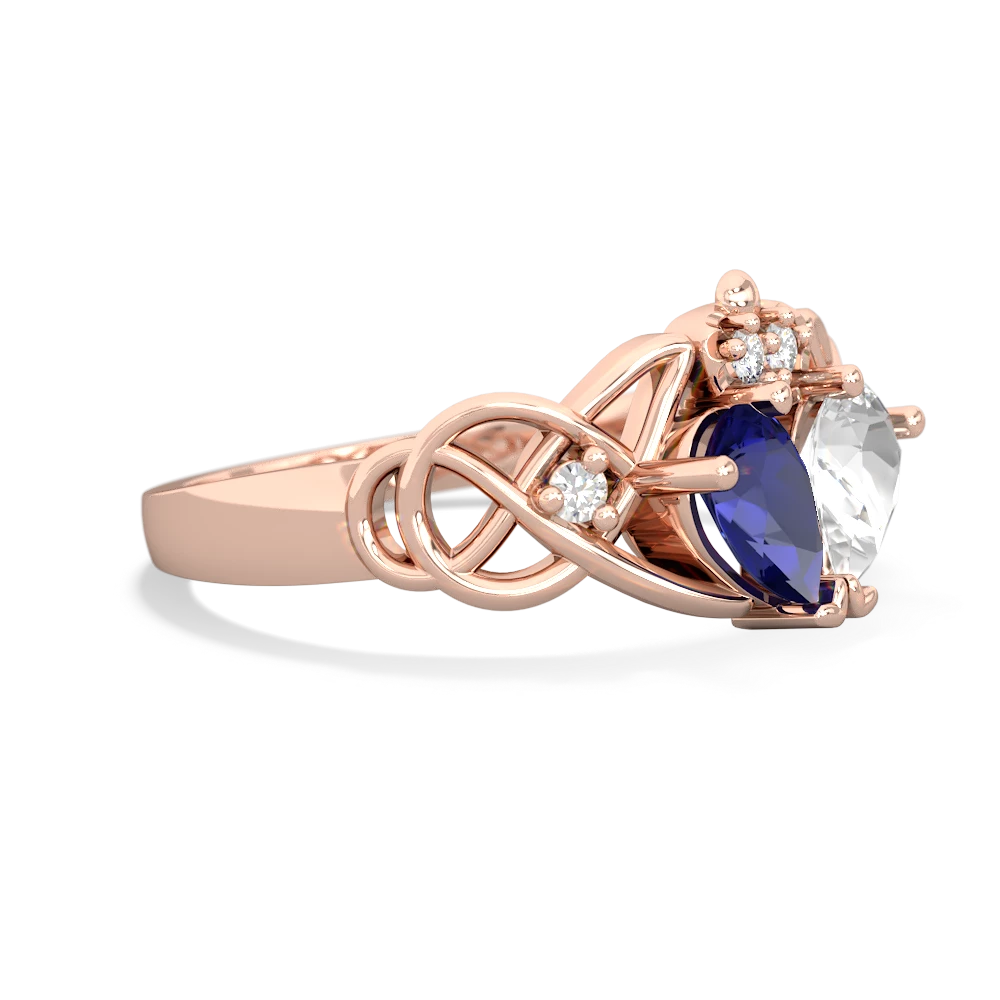 Lab Sapphire 'One Heart' Celtic Knot Claddagh 14K Rose Gold ring R5322