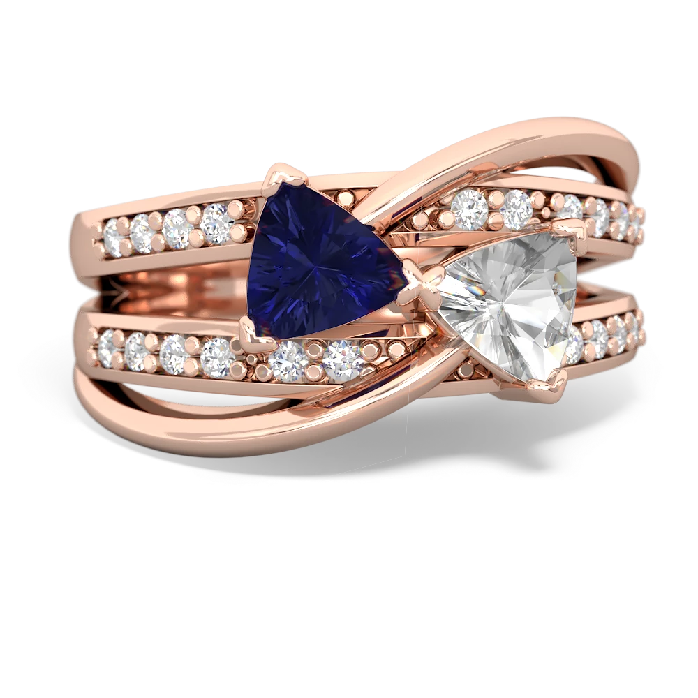 Lab Sapphire Bowtie 14K Rose Gold ring R2360