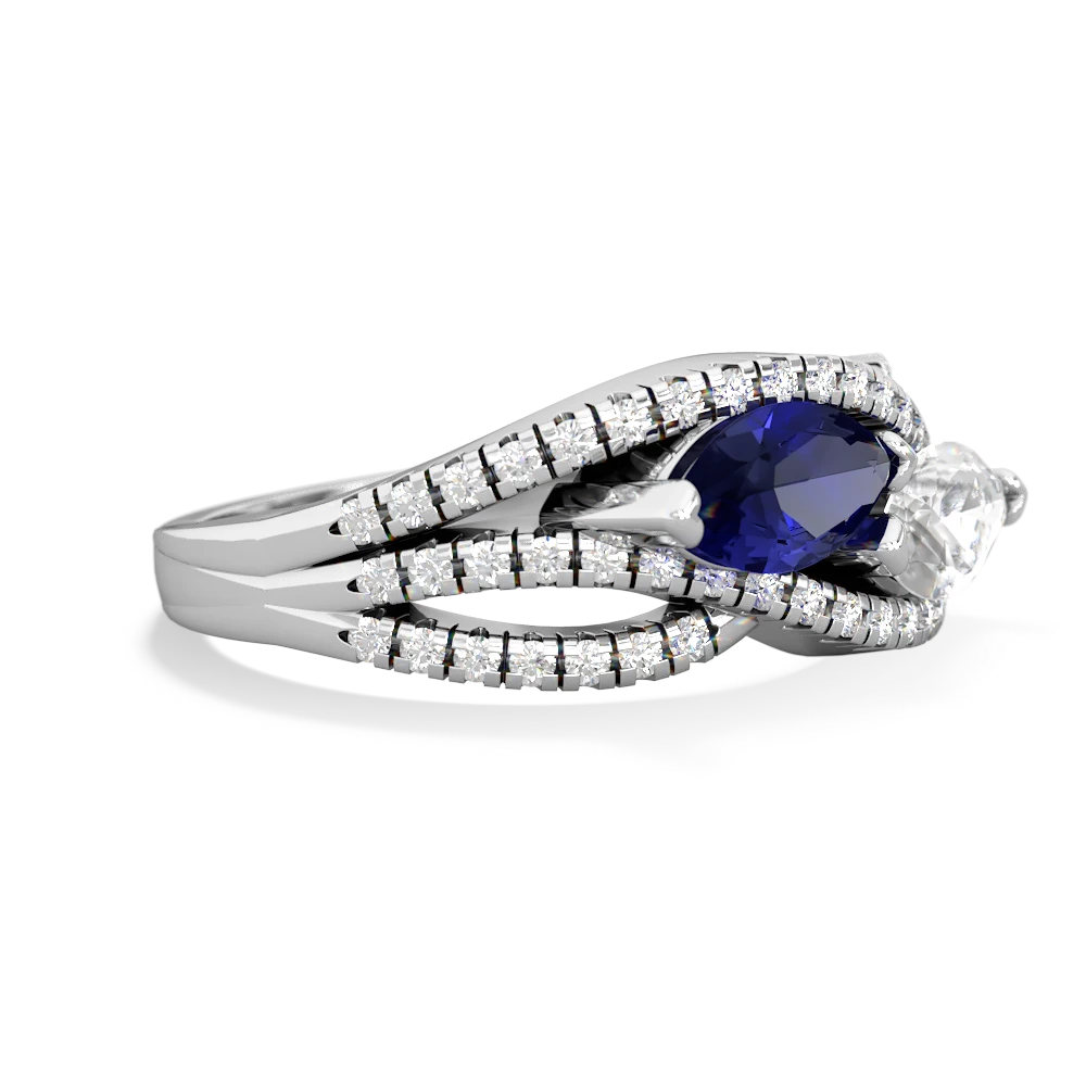 Lab Sapphire Diamond Rivers 14K White Gold ring R3070