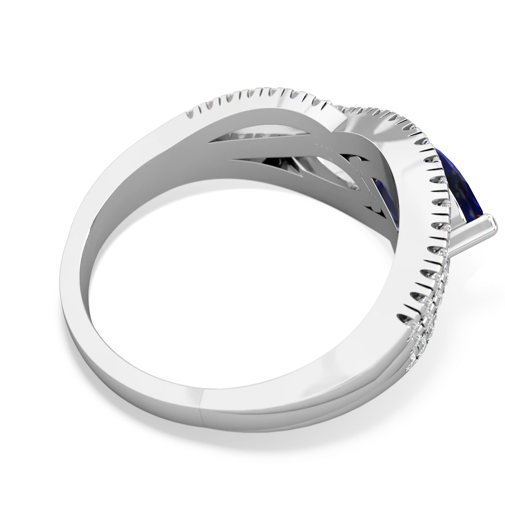 Lab Sapphire Diamond Rivers 14K White Gold ring R3070