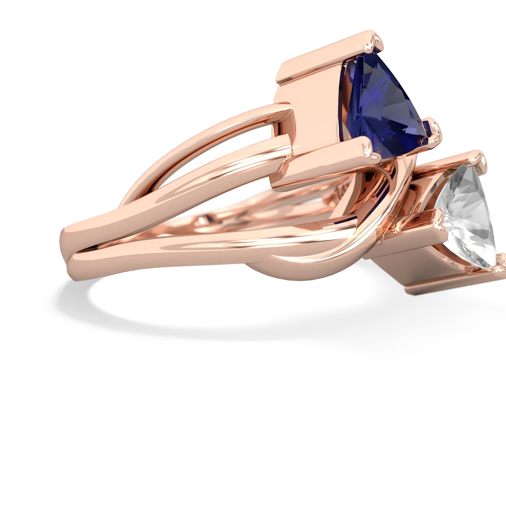 Lab Sapphire Split Band Swirl 14K Rose Gold ring R2341