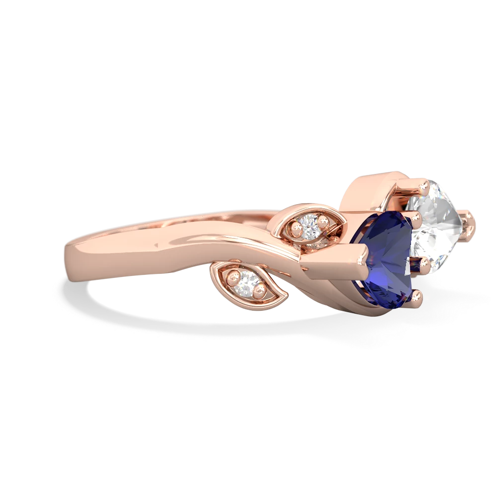 Lab Sapphire Floral Elegance 14K Rose Gold ring R5790