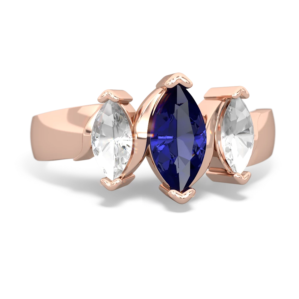 Lab Sapphire Three Peeks 14K Rose Gold ring R2433