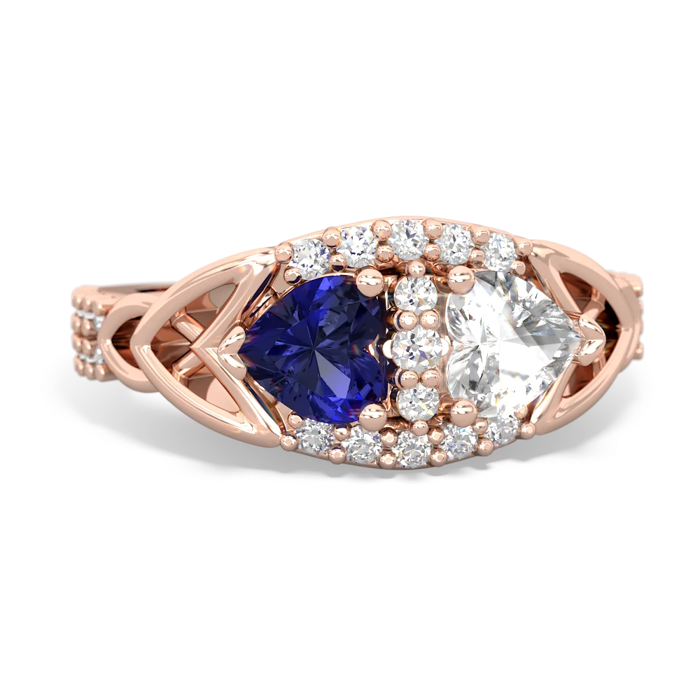 Lab Sapphire Sparkling Celtic Knot 14K Rose Gold ring R2645