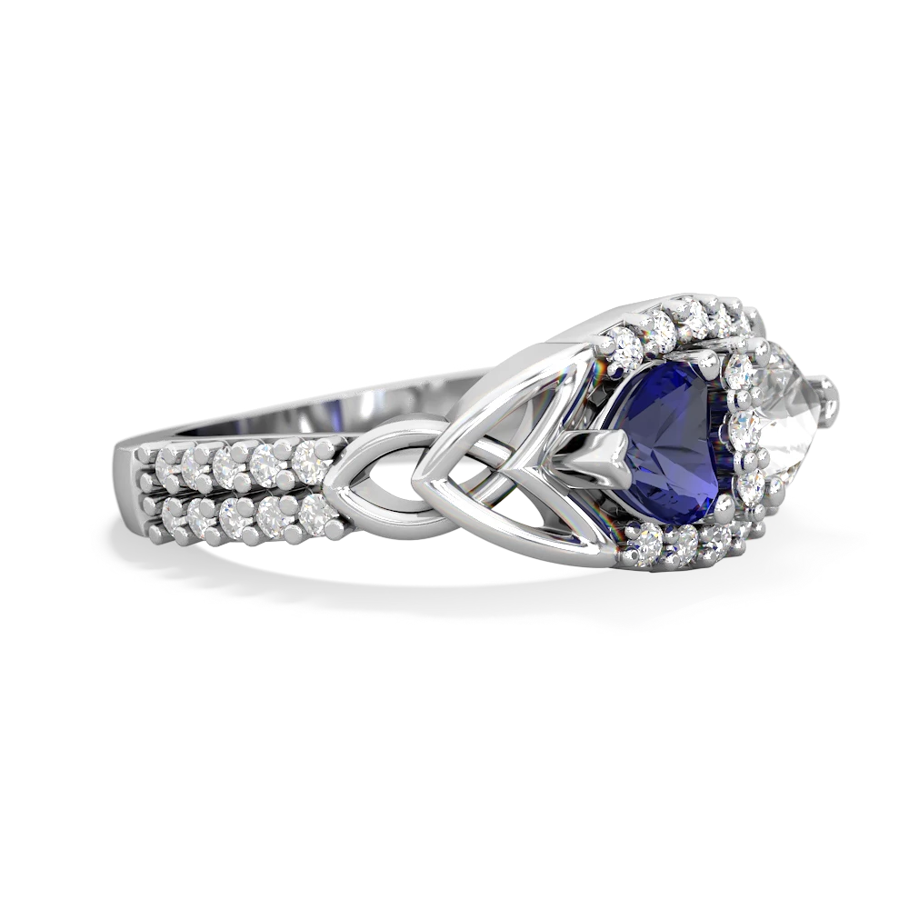 Lab Sapphire Sparkling Celtic Knot 14K White Gold ring R2645