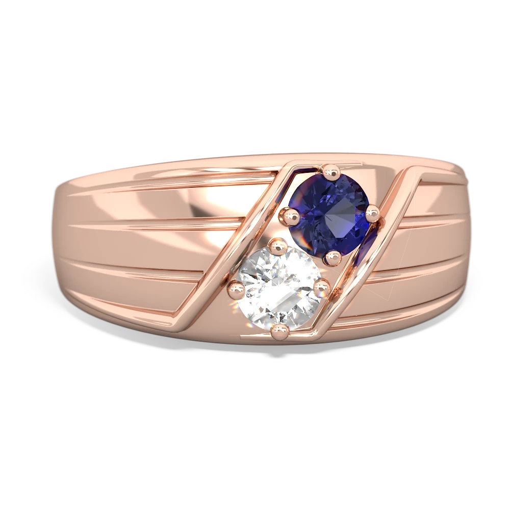 Lab Sapphire Men's Streamline 14K Rose Gold ring R0460