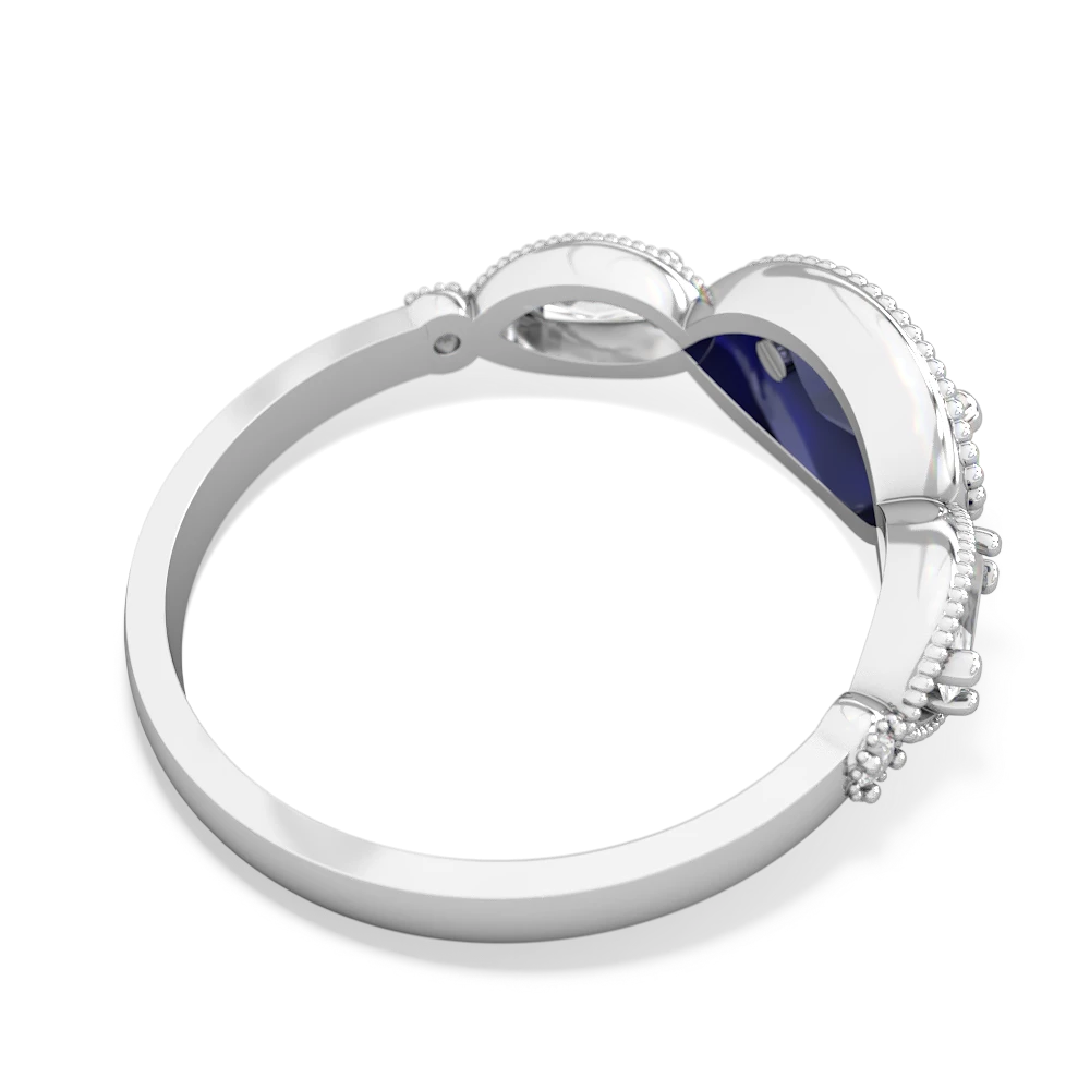 Lab Sapphire Milgrain Marquise 14K White Gold ring R5700