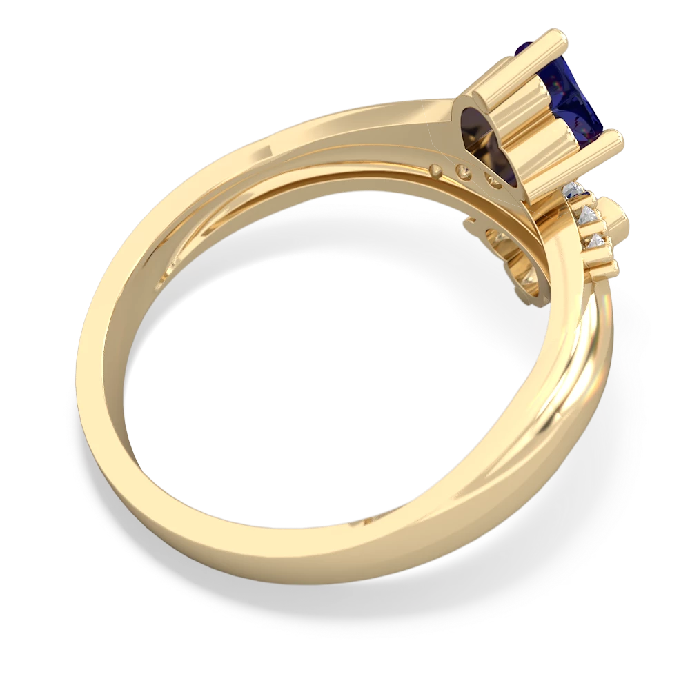 Lab Sapphire Heart To Heart 14K Yellow Gold ring R2064