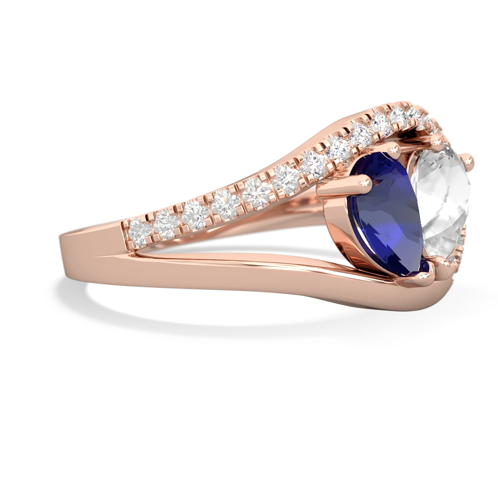 Lab Sapphire Nestled Heart Keepsake 14K Rose Gold ring R5650