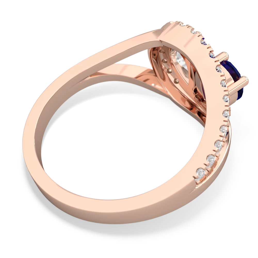 Lab Sapphire Nestled Heart Keepsake 14K Rose Gold ring R5650