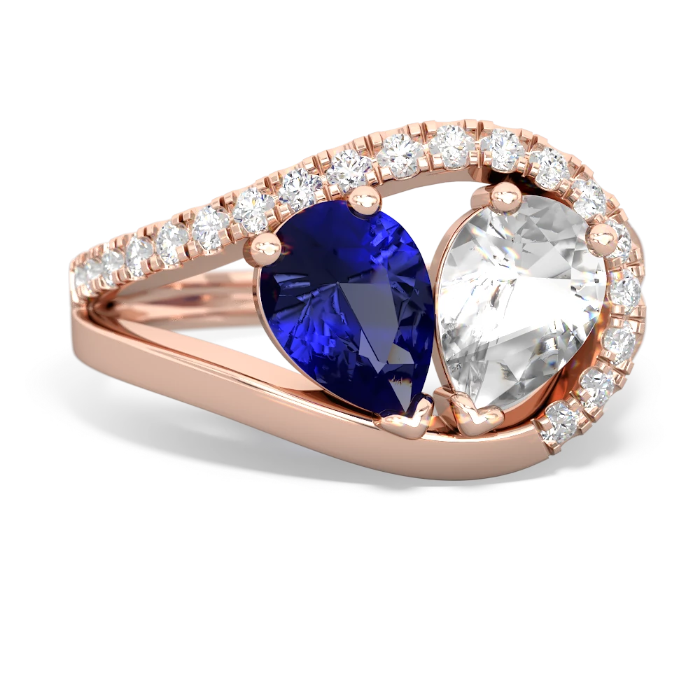 Lab Sapphire Nestled Heart Keepsake 14K Rose Gold ring R5650