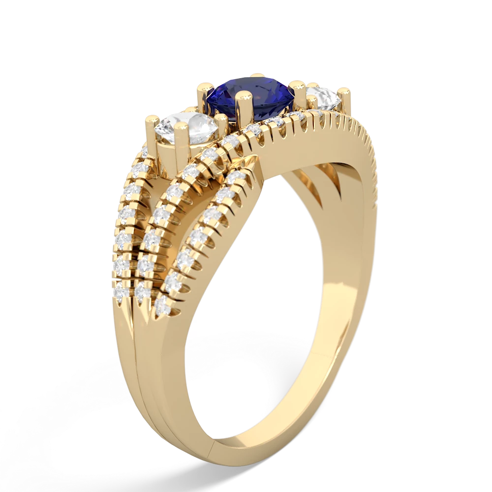 Lab Sapphire Three Stone Aurora 14K Yellow Gold ring R3080