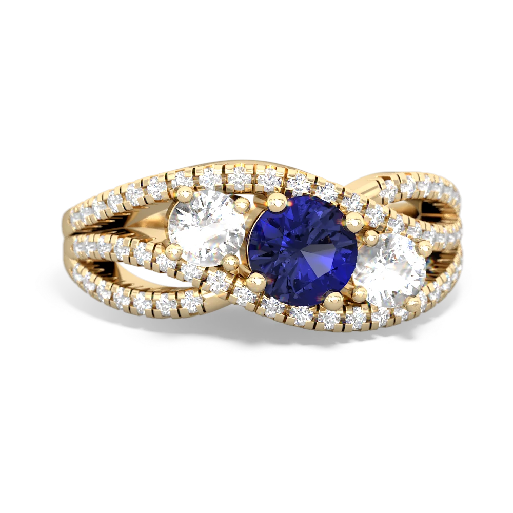 Lab Sapphire Three Stone Aurora 14K Yellow Gold ring R3080