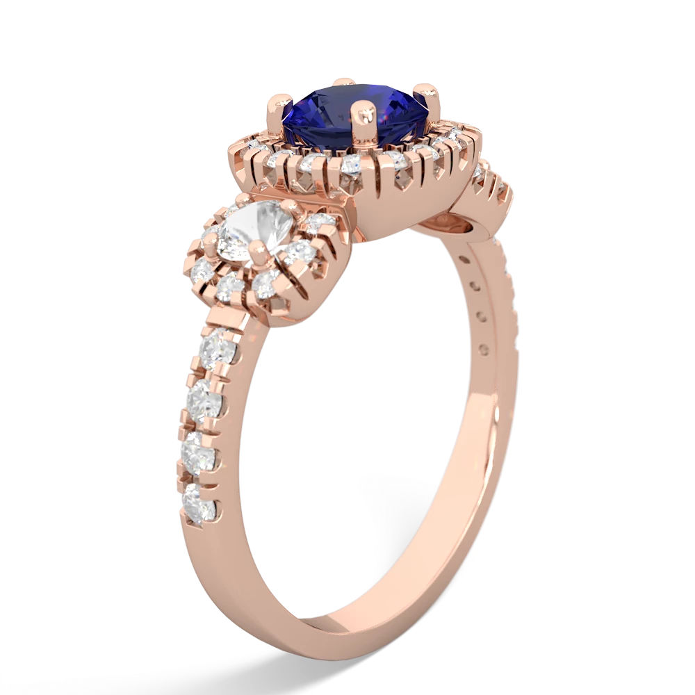 Lab Sapphire Regal Halo 14K Rose Gold ring R5350