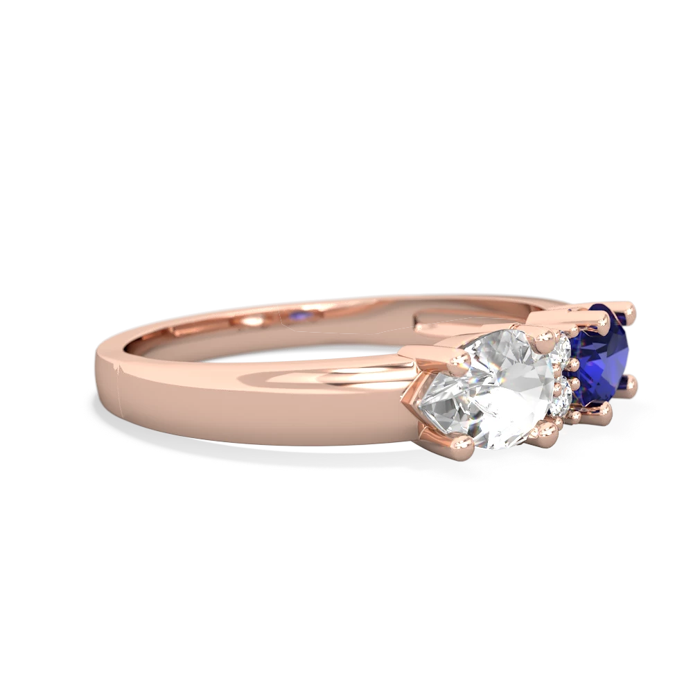 Lab Sapphire Pear Bowtie 14K Rose Gold ring R0865