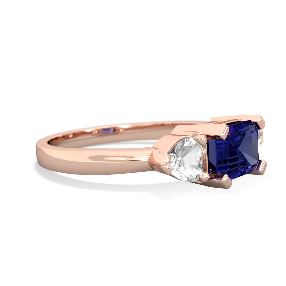 Lab Sapphire Three Stone 14K Rose Gold ring R5235