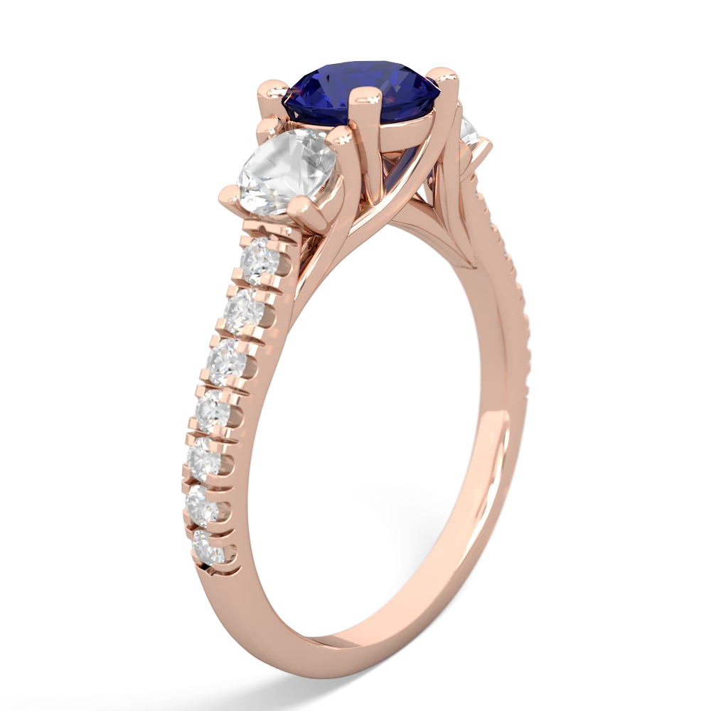 Lab Sapphire Pave Trellis 14K Rose Gold ring R5500