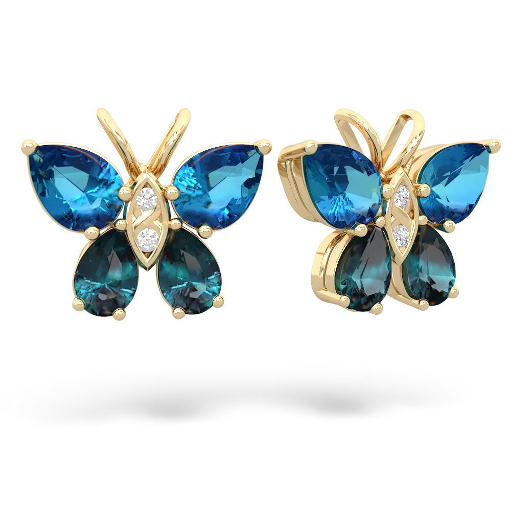 London Topaz Butterfly 14K Yellow Gold earrings E2215