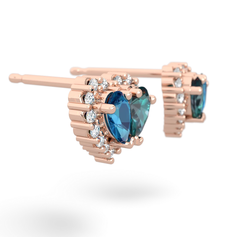 London Topaz Halo 14K Rose Gold earrings E7008