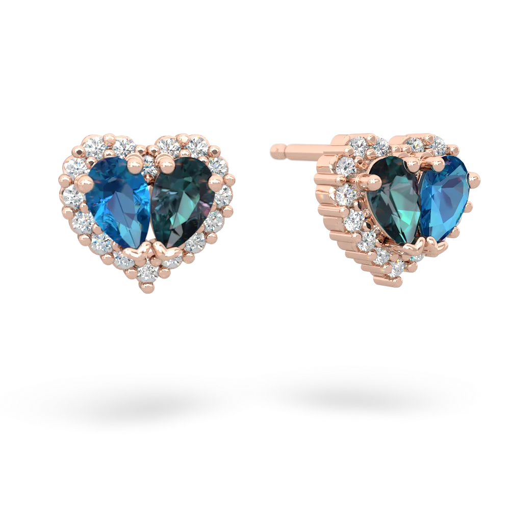 London Topaz Halo 14K Rose Gold earrings E7008