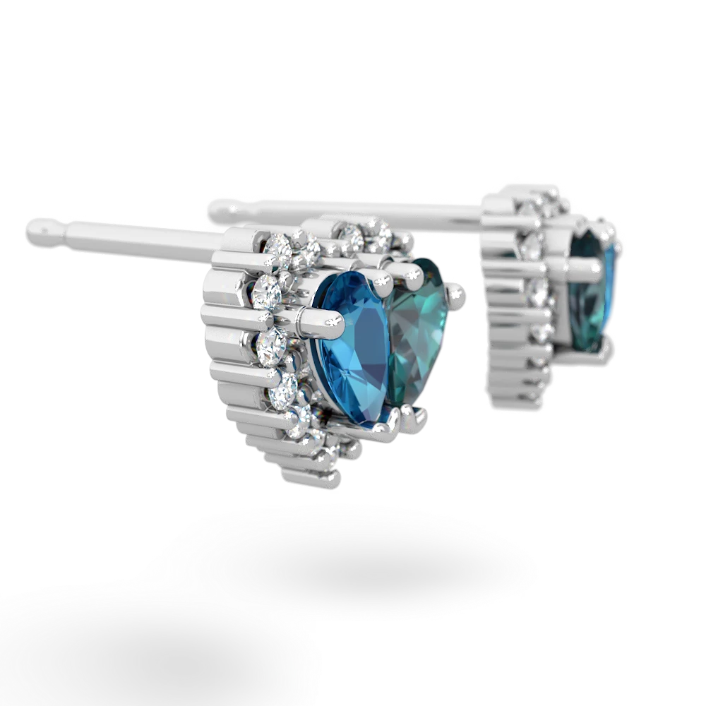 London Topaz Halo 14K White Gold earrings E7008