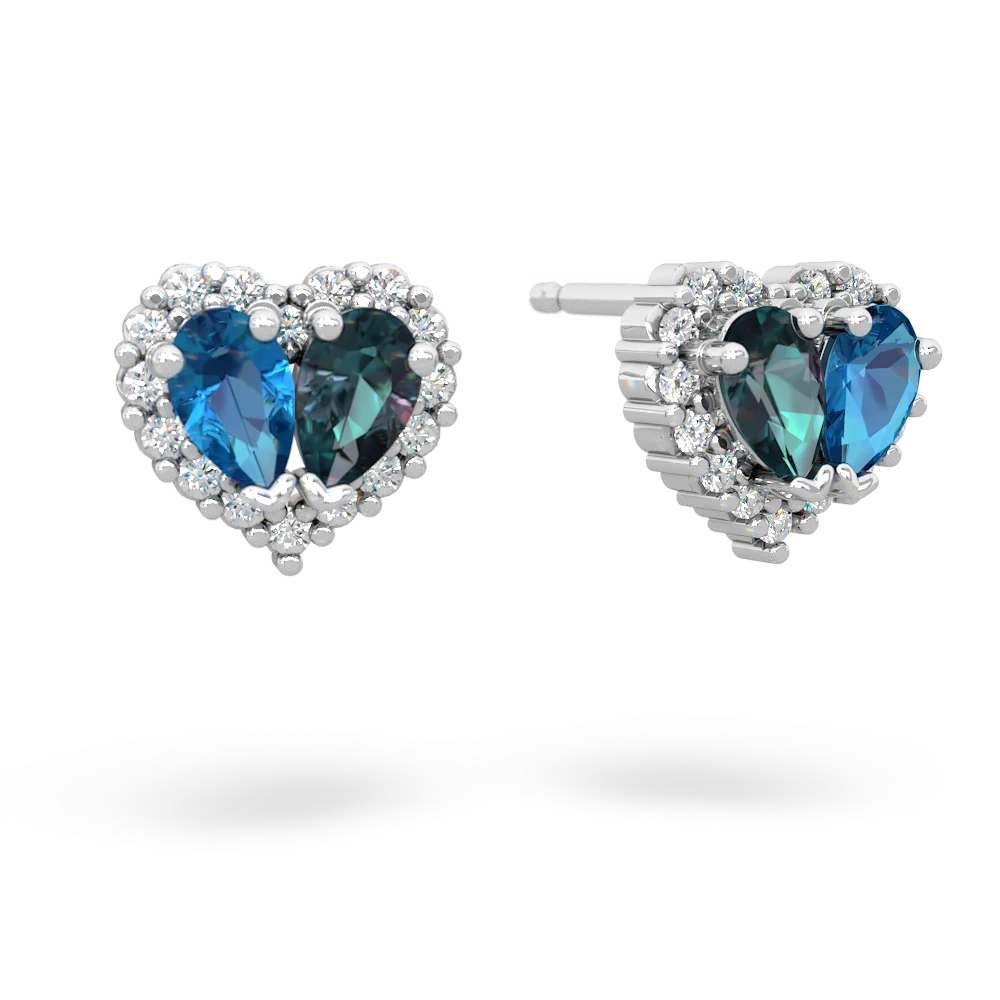 London Topaz Halo 14K White Gold earrings E7008