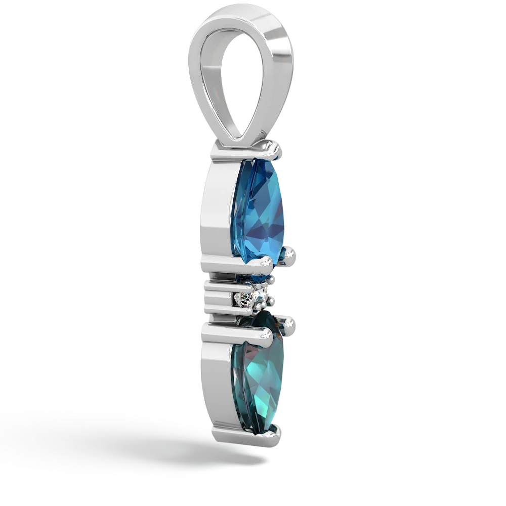 London Topaz Bowtie Drop 14K White Gold pendant P0865