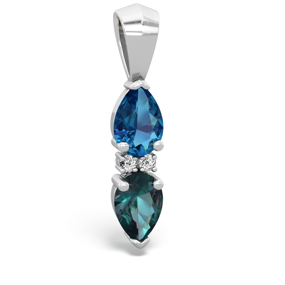 London Topaz Bowtie Drop 14K White Gold pendant P0865