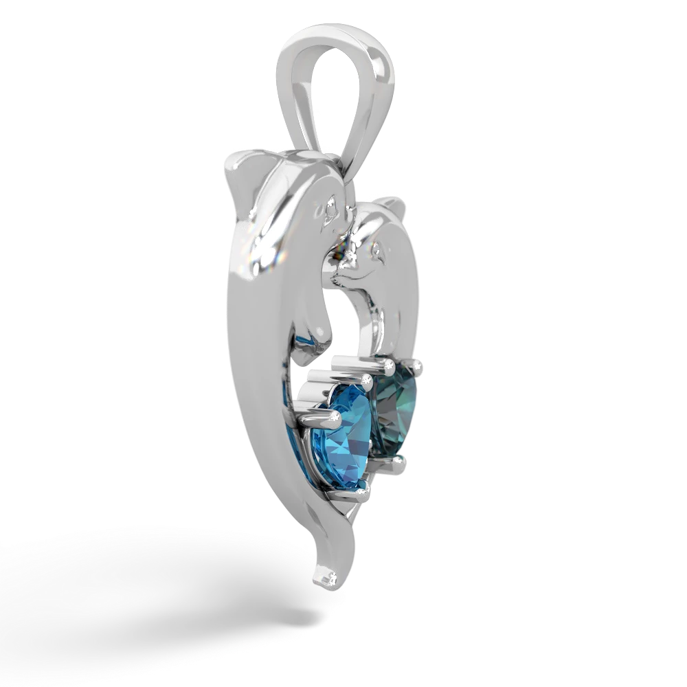 London Topaz Dolphin Heart 14K White Gold pendant P5820