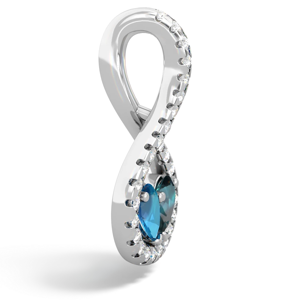 London Topaz Pave Twist 'One Heart' 14K White Gold pendant P5360