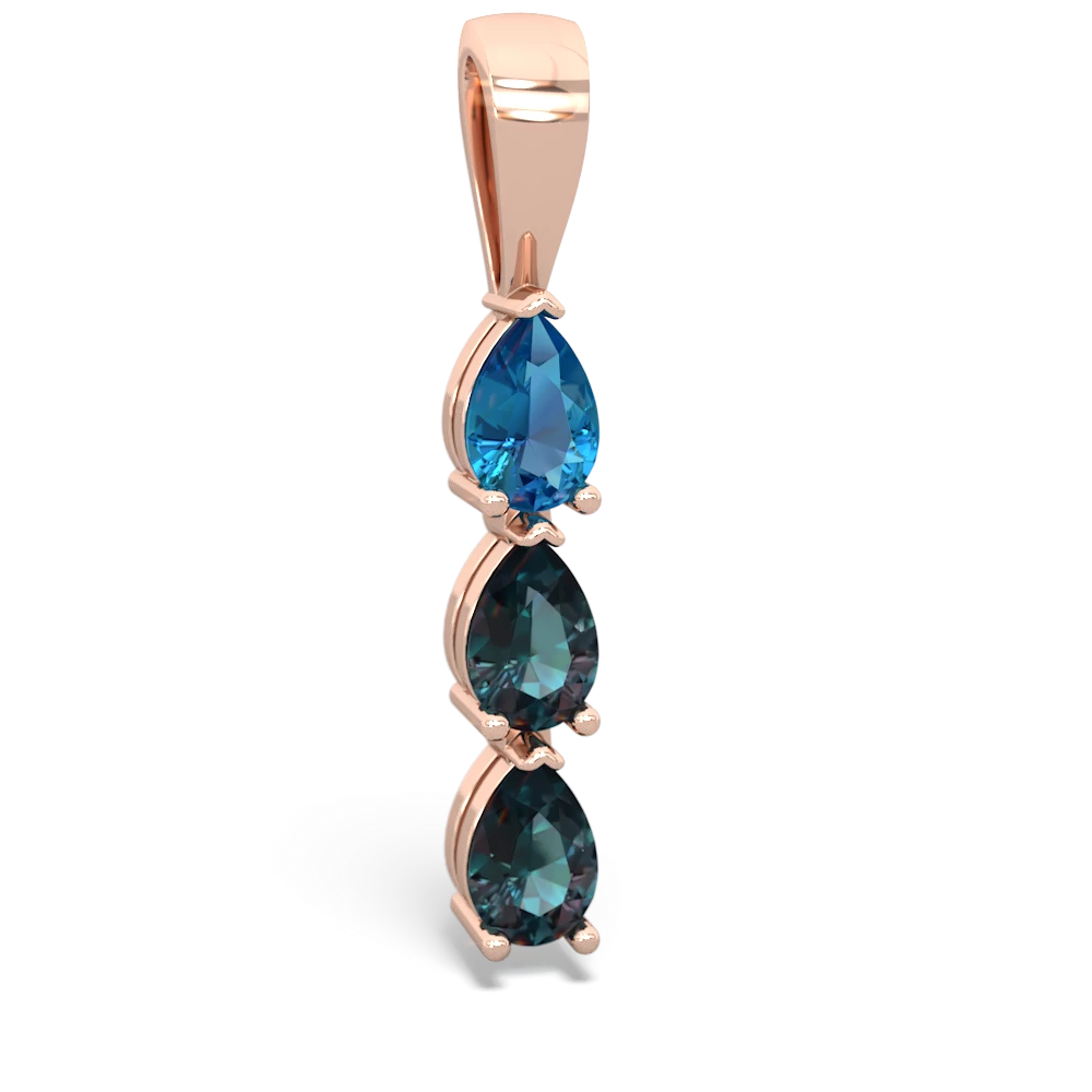 London Topaz Dew Drops 14K Rose Gold pendant P2251