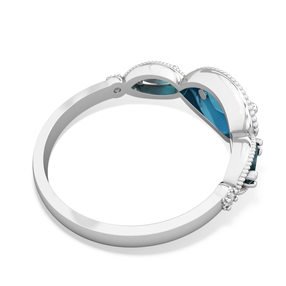 London Topaz Milgrain Marquise 14K White Gold ring R5700