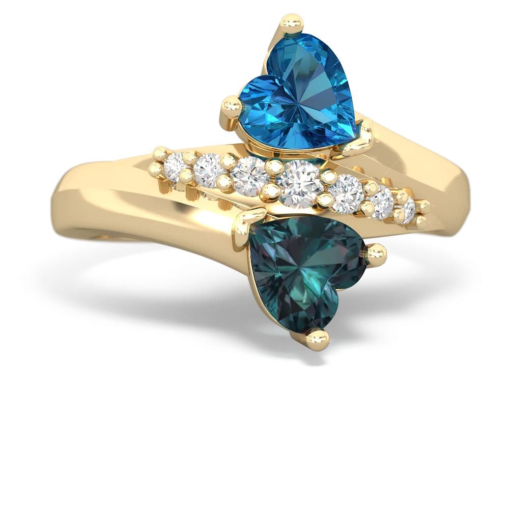 London Topaz Heart To Heart 14K Yellow Gold ring R2064