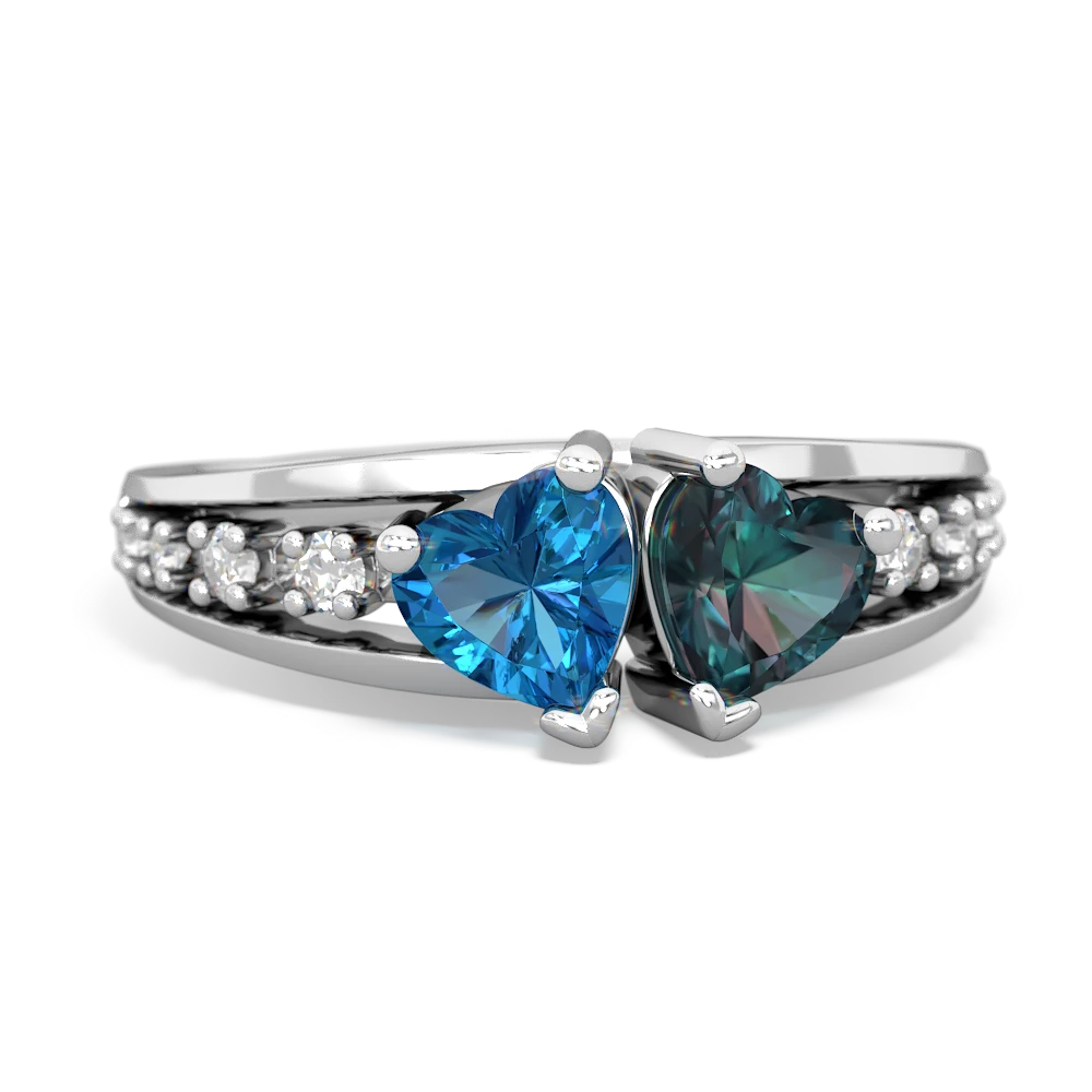 London Topaz Heart To Heart 14K White Gold ring R3342