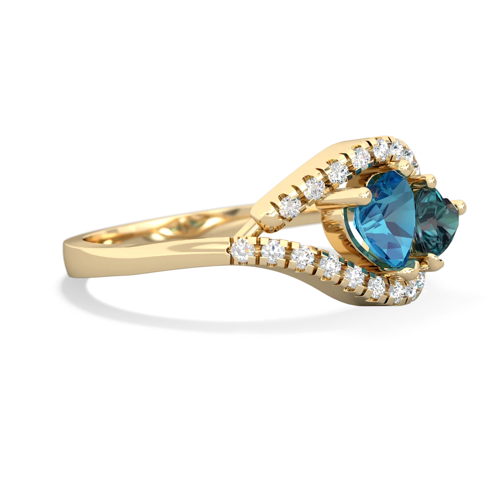 London Topaz Mother And Child 14K Yellow Gold ring R3010