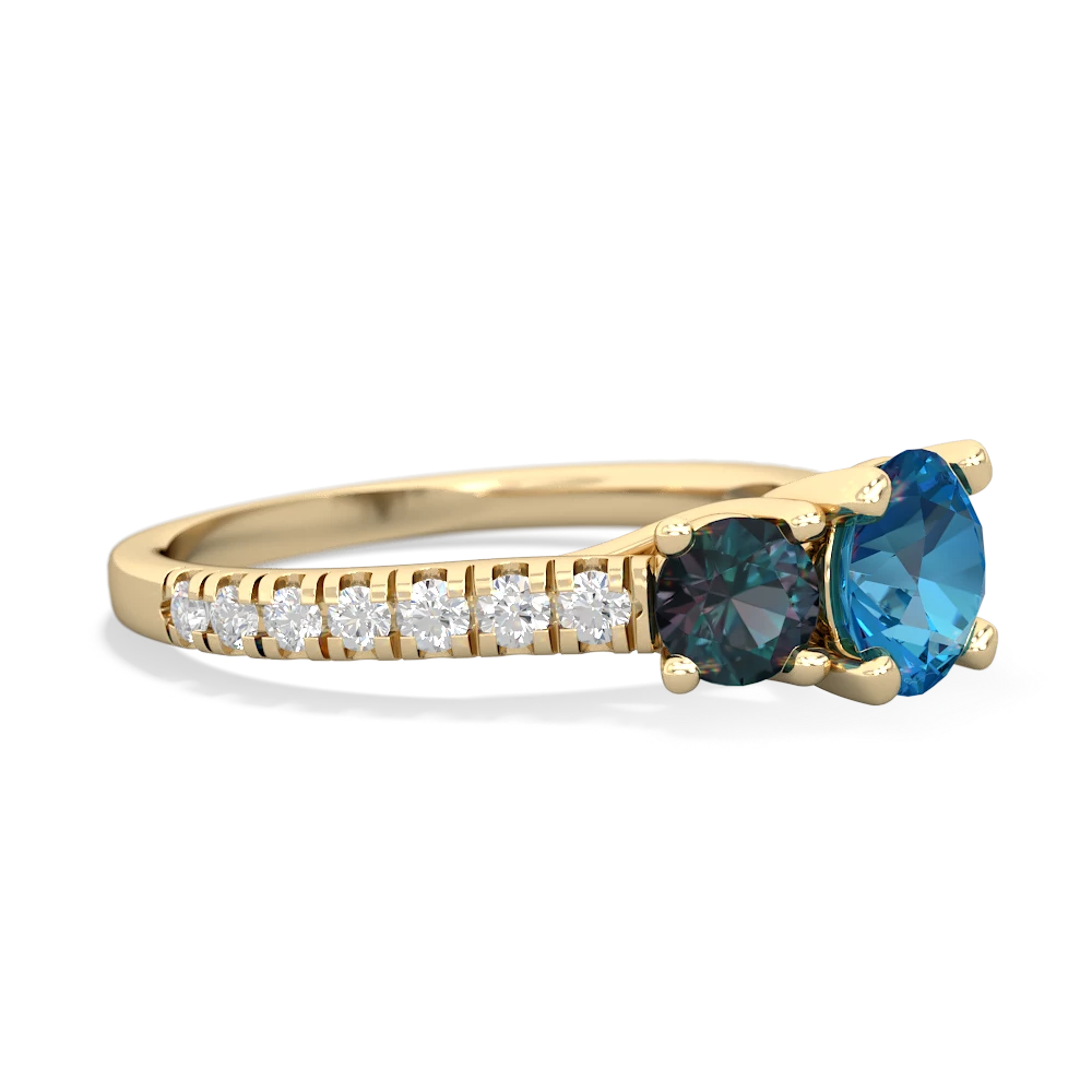 London Topaz Pave Trellis 14K Yellow Gold ring R5500