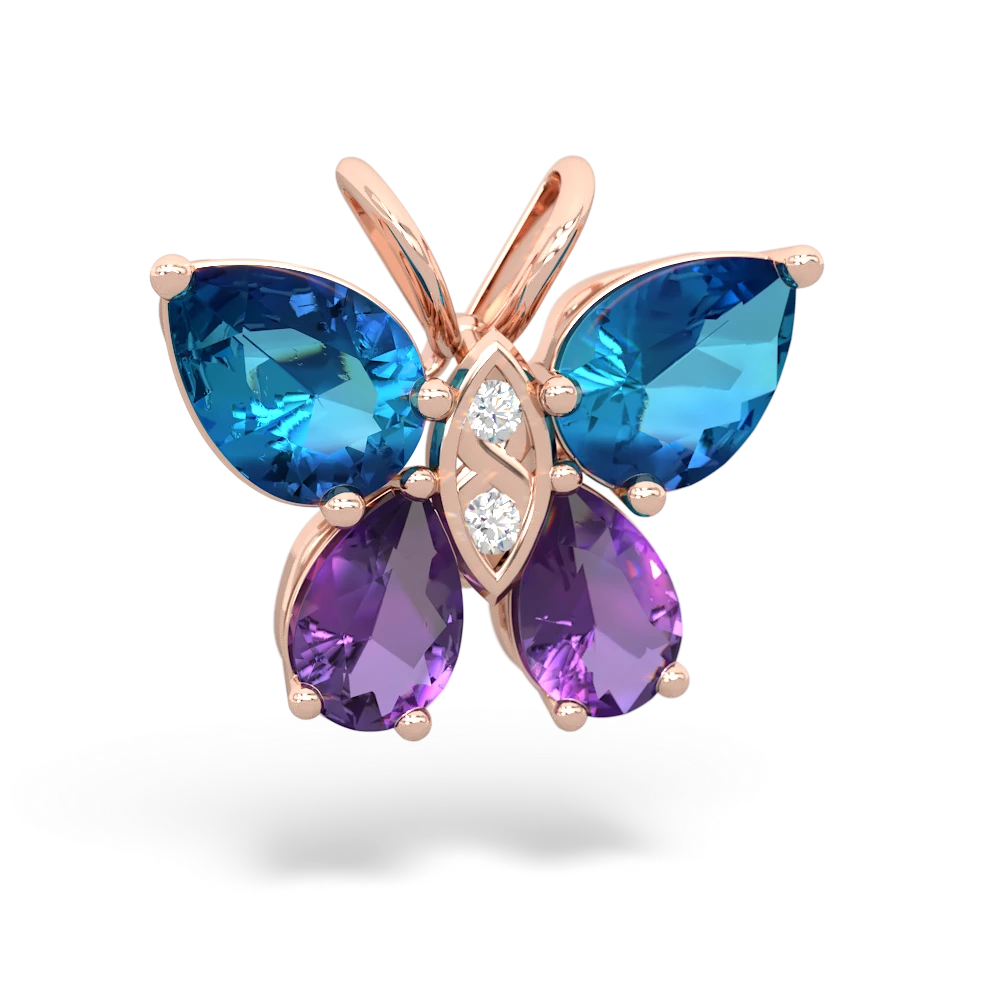 London Topaz Butterfly 14K Rose Gold pendant P2215