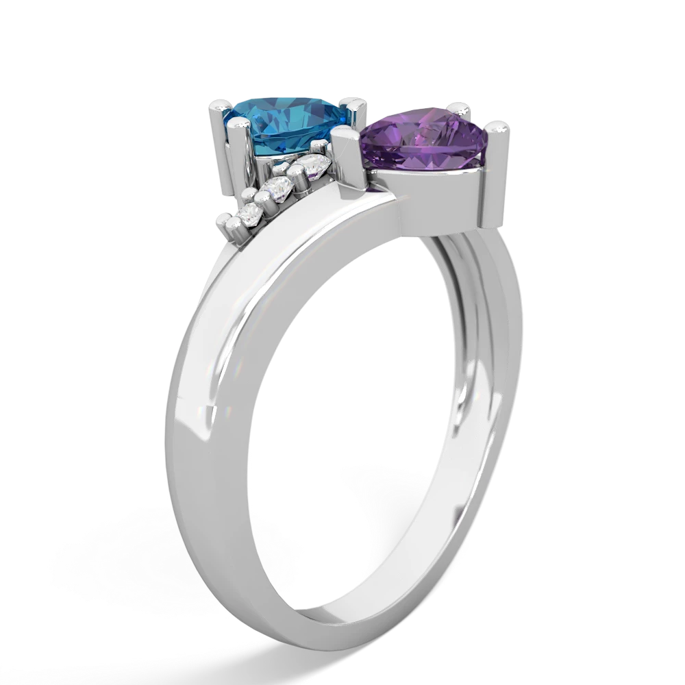 London Topaz Heart To Heart 14K White Gold ring R2064