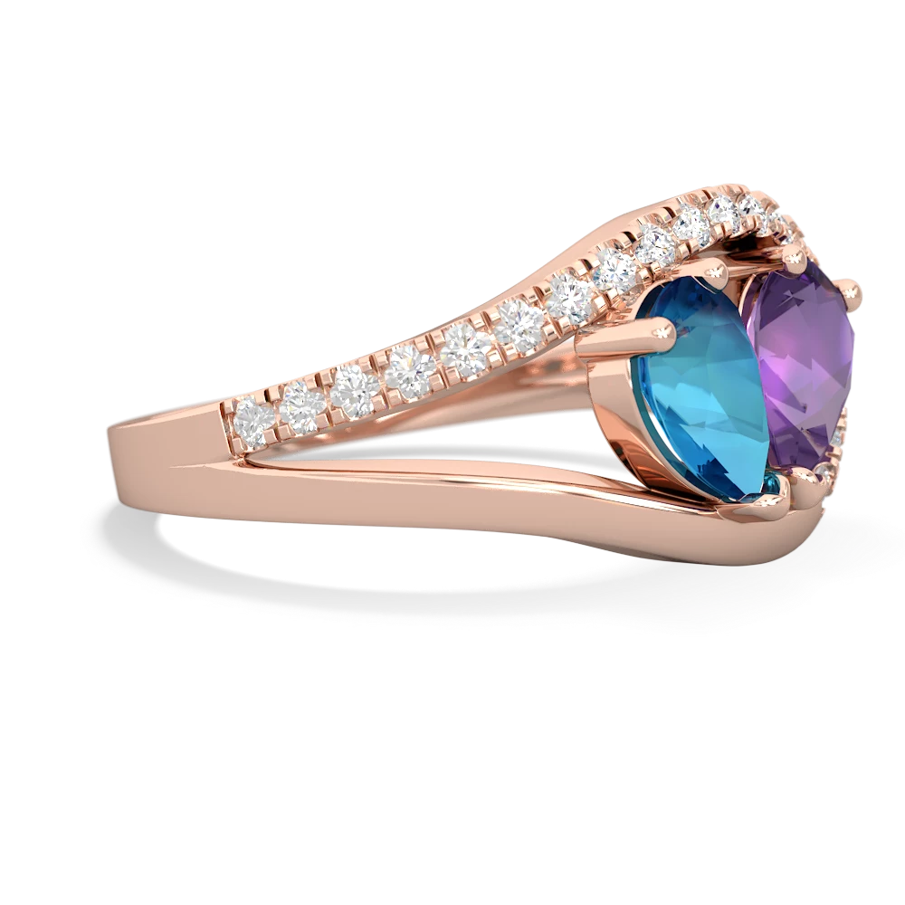 London Topaz Nestled Heart Keepsake 14K Rose Gold ring R5650