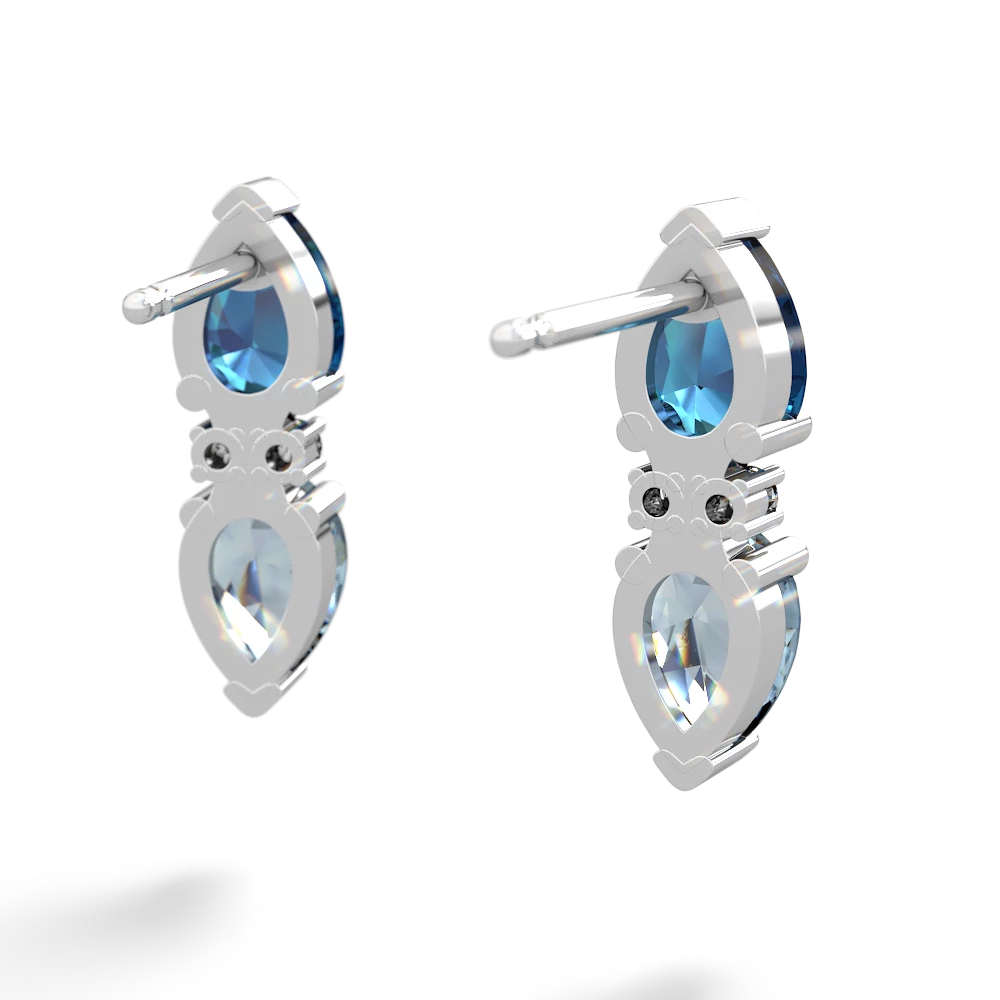 London Topaz Bowtie Drop 14K White Gold earrings E0865