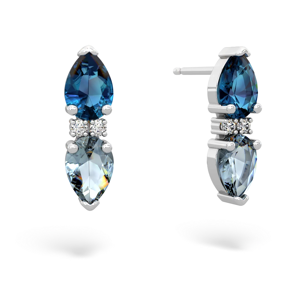 London Topaz Bowtie Drop 14K White Gold earrings E0865