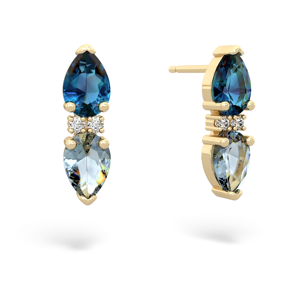 London Topaz Bowtie Drop 14K Yellow Gold earrings E0865