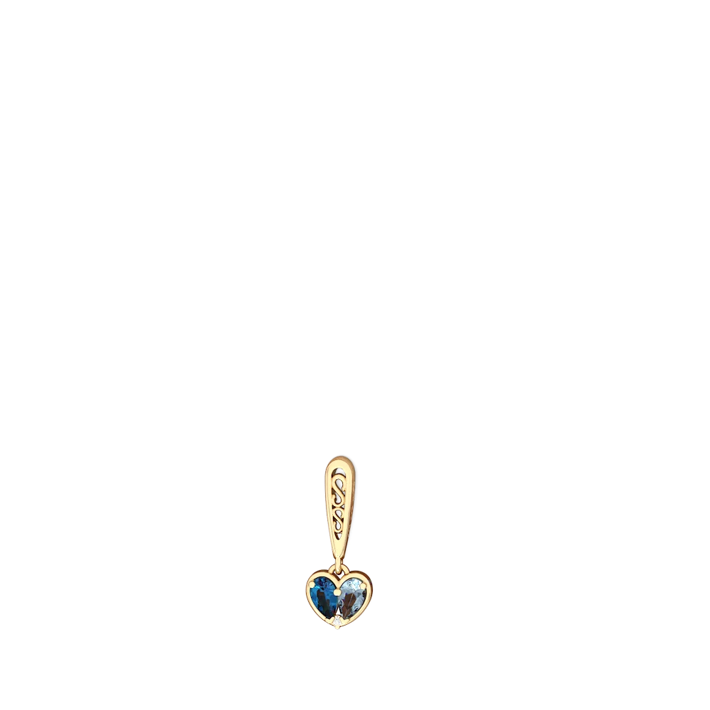 London Topaz Filligree Heart 14K Yellow Gold earrings E5070