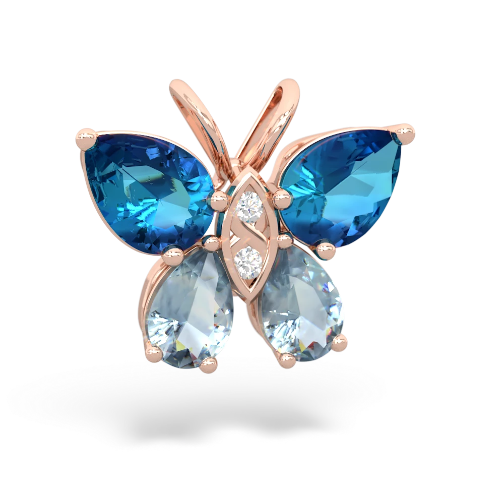 London Topaz Butterfly 14K Rose Gold pendant P2215