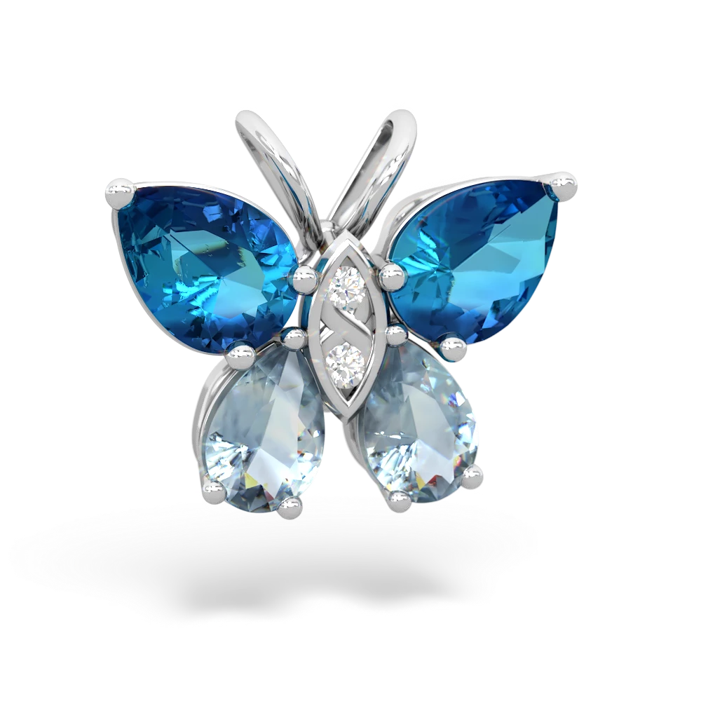 London Topaz Butterfly 14K White Gold pendant P2215