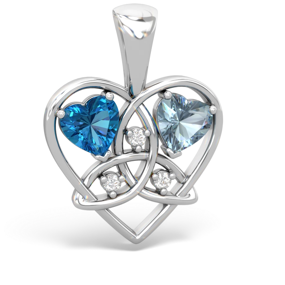 London Topaz Celtic Trinity Heart 14K White Gold pendant P5331