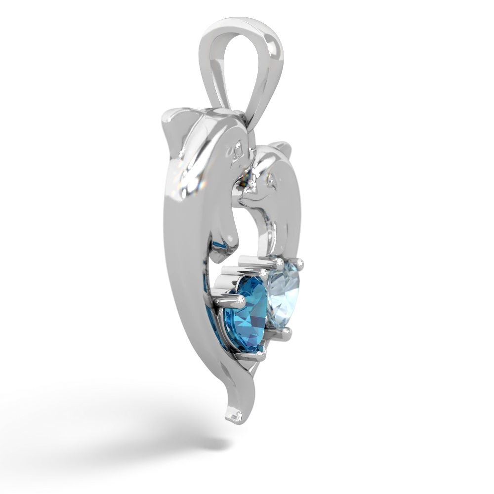 London Topaz Dolphin Heart 14K White Gold pendant P5820